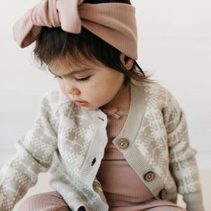 NWT Jamie Kay Marlo cardigan‎ sweater check jacquard beige and white size 1 year